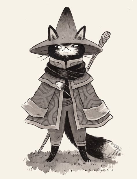 Laura Heikkala Inktober Wizard Cat, Idee Cosplay, Cat Character, Arte Sketchbook, Cat Drawing, Creature Design, Animation Art, Character Design Inspiration, Character Concept