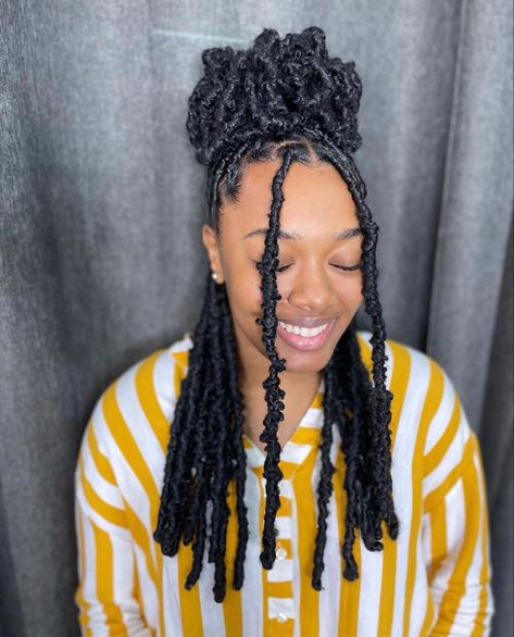 Softlocs Hairstyle Styles, Locks With Extensions, Styling Long Butterfly Locs, Distressed Faux Locs Styles, Crochet Faux Locs Hairstyles For Women, Dred Locks, Premade Butterfly Locs, Dreds Locs, Dred Locks Hair Styles For Women