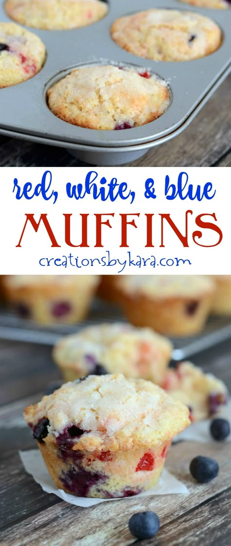 Blue Muffins, Cherry Muffins, Fourth Of July Food, Blueberry Muffins, And July, Muffin Tin, Lemon Blueberry, Blue Berry Muffins, Muffin Recipes