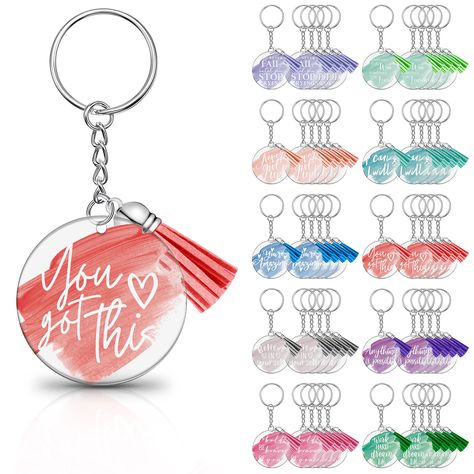 PRICES MAY VARY. Pull On closure Sufficient Quantity: you will receive 50 pieces of inspirational acrylic keychains in 10 assorted styles, 5 pieces for each style, and each keychain is equipped with a tassel, the large quantity and rich styles are enough for your daily needs and replacement demands Motivational and Inspirational Designs: each thank you gift keychain is printed with motivational words on one side, to encourage coworkers, employees, students, graduates and more when facing the dif Clear Acrylic Keychain, Inspirational Keychains, Student Teacher Gifts, Social Worker Gifts, Employee Appreciation Gifts, Acrylic Keychains, Diy Tassel, Kraf Diy, Employee Appreciation