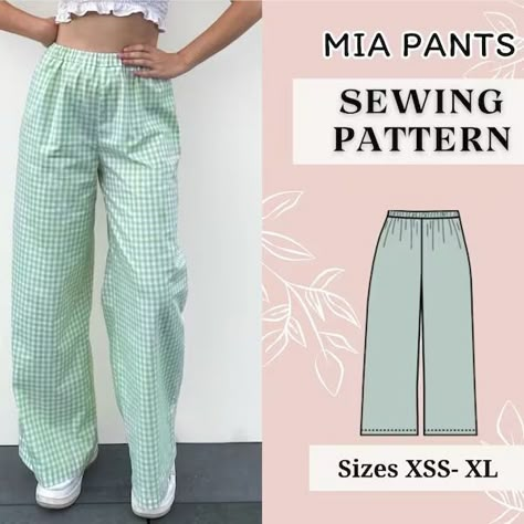 LuisaPatterns - Etsy Scandi Pants Pattern, Free Sewing Patterns Pants, How To Sew A Halter Top, Beginning Sewing Projects Easy, Cotton Pants Pattern, Straight Pants Pattern, Sewing Pattern Clothes, Free Beginner Sewing Patterns, Summer Pants Pattern