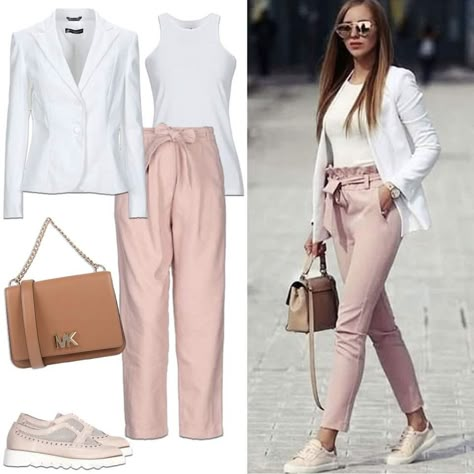 Light Pink Work Pants Outfit, Light Pink Slacks Outfit Work, Light Pink Pants Outfit Work, Pastel Pink Pants Outfit, Therapy Outfits, Pink Pants Outfit Work, Pink Joggers Outfit, Outfits 30s, Pink Pants Outfit