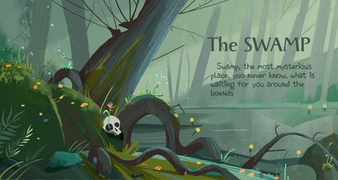 ArtStation - The Swamp 2d Background, Small Town Mystery, Children's Book Layout, Ariana Grande Anime, 2d Game Art, Adventure Art, Mysterious Places, Book Illustration Art, 3d Interior