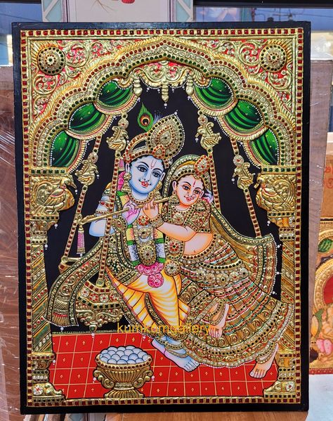 Radhakrishna Tanjore Painting 2d embossed embellished in pure 22 carat goldfoil and semi precious stones.
Size:18x24 inches/ Indian Traditional Paintings, Tanjore Painting, Indian Traditional, Traditional Paintings, Semi Precious Stones, Semiprecious Stones, Precious Stones, Semi Precious, Paintings