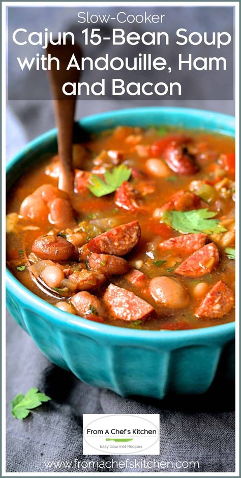 Cajun Bean Soup Crockpot, 13 Bean Soup Recipe, Bean Soup Mix Recipe, 16 Bean Soup, Slow Cooker Cajun, Spicy Ham, Bean Soups, Bean And Bacon Soup, 15 Bean Soup