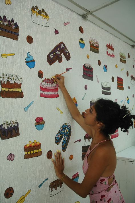 Bakery Wall Art, Cake Shop Interior, Business Painting, Cafe Aesthetics, Chocolate Walls, Baking Theme, Ib Art, Wall Murals Diy, Christmas Photo Frame