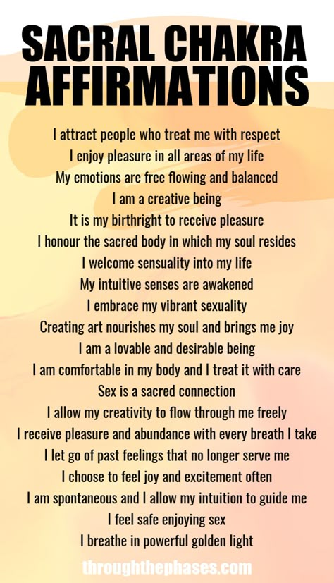 Sacral Chakra Affirmation, Sacral Chakra Healing, Chakra Health, Womb Healing, Chakra Affirmations, Healing Affirmations, Spiritual Manifestation, Les Chakras, Chakra Meditation