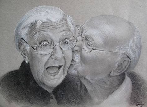 Old Couple Drawing, Love Lasts Forever, Old Couple, Illustration People, This Kind Of Love, Couple Drawing, Couple Sketch, Animal Drawings Sketches, People Figures