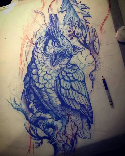 Neotraditional Owl Tattoo, Great Horned Owl Tattoo, Horned Owl Tattoo, Traditional Owl Tattoos, Owl Tattoo Drawings, Traditional Tattoo Designs, Owl Artwork, Owl Tattoo Design, Sketch Tattoo Design