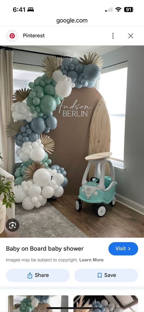 Surfing Baby Shower Ideas, Surfer Baby Shower Ideas, Coastal Baby Shower Theme, Surfer Baby Shower, Hawaiian Baby Showers, Surfer Baby, Surf Baby, Beach Baby Showers, Surfer Boy