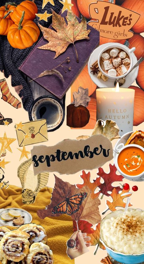 #autumn #autumnmoodboard #moodboard #September #septembermoodboard September Moodboard, Hello September, Hello Autumn, Gilmore Girls, Mood Boards, Mood Board, Thanksgiving, Halloween