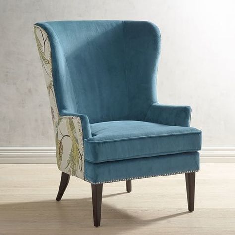 Teal Chair with Peacock Back Detail Styling Bedroom, Decorations Graduation Party, Teal Chair, Wing Chairs, Farmhouse Vibes, Teal Accent Chair, Graduation Party Diy, Chair Decor, Leather Dining Room Chairs