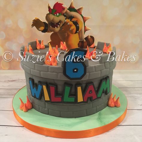 Super Mario Brothers Bowser cake Mario Nintendo Cake, Mario Bowser Cake, Mario And Bowser Birthday Cake, Mario And Bowser Cake, Super Mario Bowser Cake, Bowser Theme Party, Bowser Cake Ideas, Bowser Birthday Cake Ideas, Bowser Cupcakes