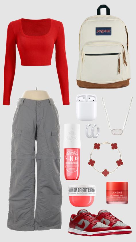 #red #y2k #outfit #school #schooloutfit #redoutfit #outfitinspo #outfitidea #firstdayofschool Red Y2k Outfit, Red Outfit Ideas, Red Y2k, Outfit School, Simple Outfits For School, Latina Outfits, Latina Fashion Outfits, Clueless Outfits, Outfit Layout