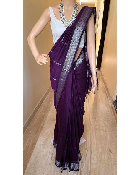 Www.thejacouture.in > cotton silk sarees silver border. > Dark wine cotton silk saree with silver Border. . Saree Description: Dark wine cotton silk saree with silver zari border and butta all over. Comes with running blouse. Saree height: 46 inches. Saree length: 5.5 meters. Blouse : 80cm Care: Normal wash. priced: 1450/- INR Delivery time Duration: * Domestic in 4 to 6 working days. * International in 10 to 15 days Courier partner: Delhivery and Dtdc. . . For for details and query d... Silver Border Saree, Khun Saree, Silk Saree With Silver Zari, Indigo Saree, Half Sarees, Cotton Silk Saree, Border Saree, Purple Wine, Saree Trends