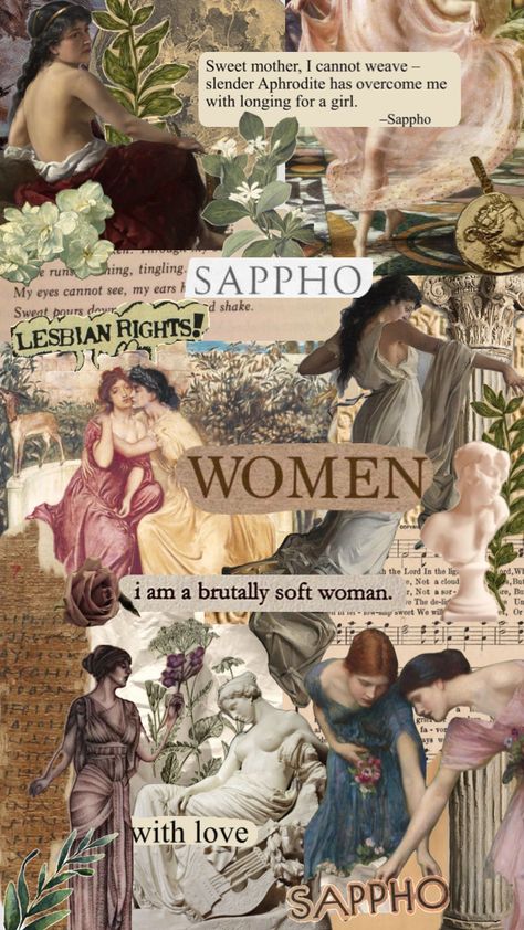 And they were roommates #sappho #sapphic #sapphooflesbos #greekmythology #wlwlove #gay #lesbianpride Sapphic Aesthetic Art, They Were Roommates, Aphrodite Cabin, Lgbtq Funny, Woman Loving Woman, Witchy Wallpaper, Lgbt Art, Iphone Wallpaper Photos, Hippie Wallpaper