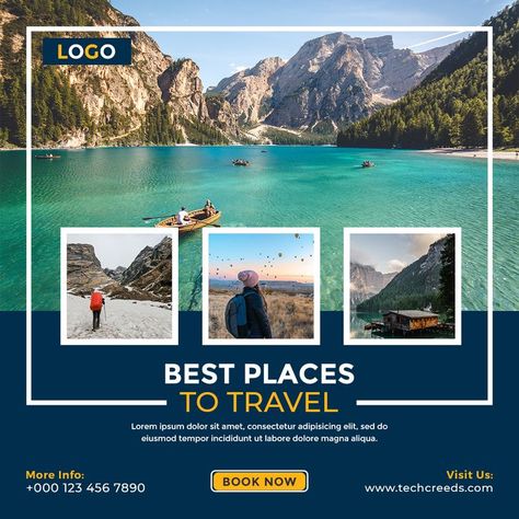 Travel Agency Package Square Poster Rollup Design, Travel Advertising Design, Travel Brochure Design, Square Poster, Travel Advertising, Promotional Poster, Travel Poster Design, Church Poster Design, Travel Ads