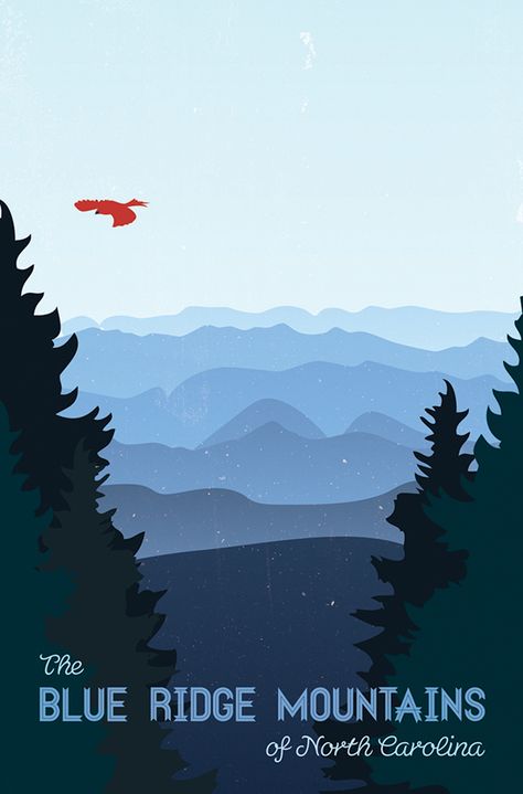 North Carolina Travel Posters on Behance Retro Poster Design, Mountains North Carolina, North Carolina Travel, Poster Design Ideas, Mountain Illustration, North Carolina Mountains, North Carolina Homes, Nature Mountains, Retro Travel Poster