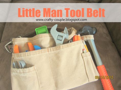 This little tool belt was so fun to make it went together really quickly and my little man was super excited and helped me a bunch.  I love... Diy Kids Tool Belt, Tool Belt Diy, Kids Tool Belt, Tool Apron, Tripp Trapp, Baskets For Men, Gift Baskets For Men, Tool Belts, Mens Tools