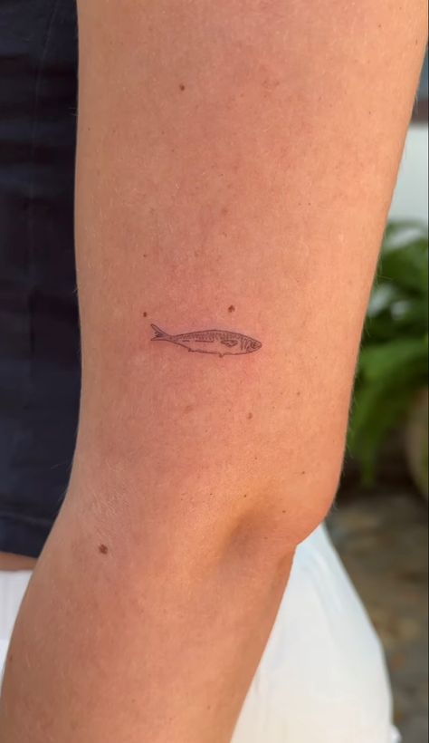 Arm Fish Tattoo, Very Fine Line Tattoo, Very Dainty Tattoos, Line Art Fish Tattoo, Dainty Tattoo Coverup, Small Fish Tattoo For Women, Cute Fishing Tattoos, Arm Tattoos Dainty, Fine Line Tattoo Unique