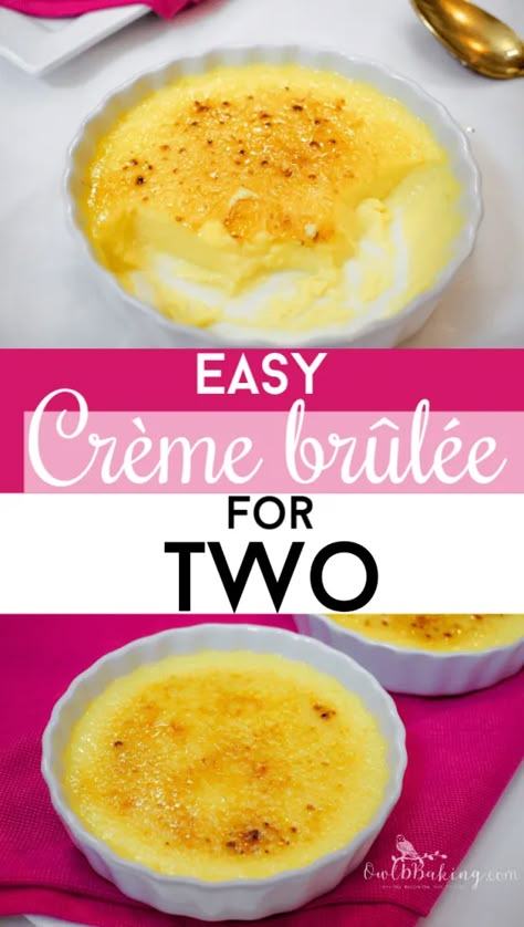 Single Creme Brulee Recipe, Creme Brulee For 2, Single Serve Creme Brulee, Creme Brulee Recipe For 2, Cream Brulee Recipe, Easy Creme Brulee Recipe, Easy Creme Brulee, Creme Brulee Recipe Easy, Cream Brulee