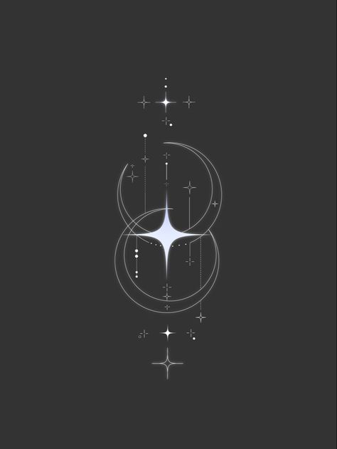 Shifting Tattoo Ideas, Waning Crescent Tattoo, Shifting Symbol Tattoo, Astral Projection Tattoo, Multiverse Tattoo, Fate Tattoo Ideas, Shifting Tattoo, Star Symbol Design, Celestial Moon Tattoo