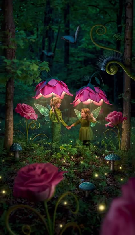 Fairy Photoshoot, Foam Glue, Glowing Flowers, Fairy Costumes, Flower Costume, Umbrella Lights, Forest Photos, Fairy Forest, Old Garden