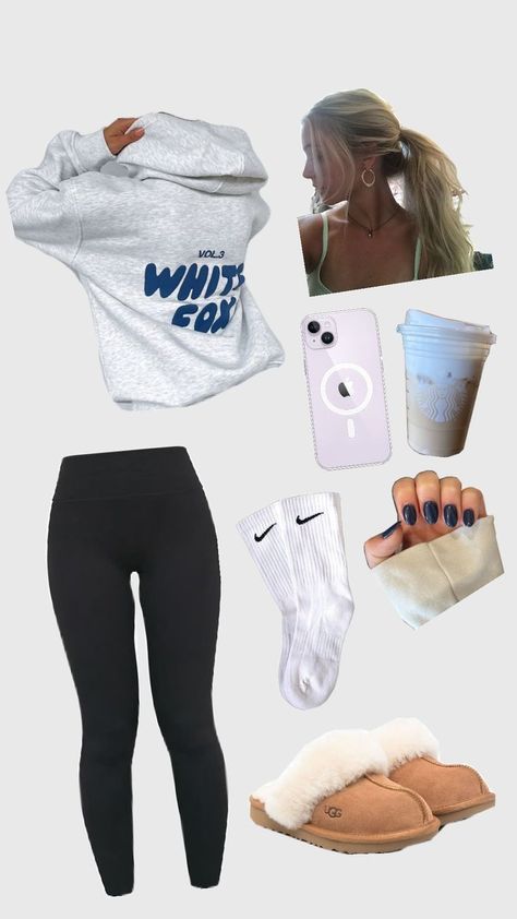 aesthetic comfy fall outfits idea white fox hoodie Starbucks coffee uggs White Fox Hoodie, Comfy School Outfits, Fox Hoodie, Comfy Fall Outfits, Chill Fits, Trendy Outfits For Teens, Cute Outfits For School, Cute Preppy Outfits, Hoodie Outfit