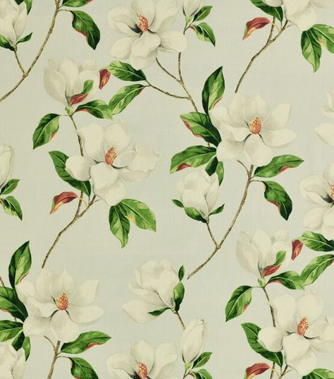 Mint Pillow, Magnolia Fabrics, Magnolia Print, Throw Pillow Fabric, Cotton Canvas Fabric, Floral Print Design, Joanns Fabric And Crafts, Pearl Grey, Grey Floral