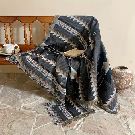 Western Blankets, Geometric Blanket, Skeleton Pattern, Tassel Blankets, Boho Throw Blanket, Aztec Blanket, Western Pattern, Blanket Craft, Bank Bed