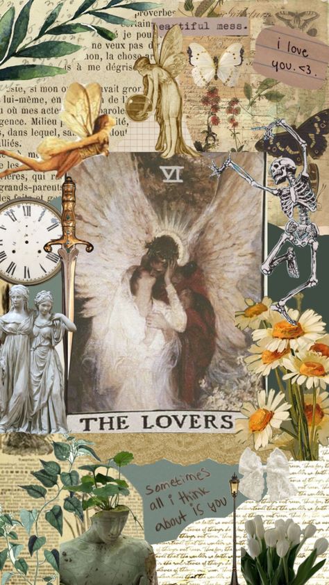 The Lovers 🫶🏻 #tarot #tarotcard #thelovers #aesthetic #witchcraft #vintage Tarot Card Wallpaper Aesthetic, Page Of Cups, Vintage Tarot Cards, The Lovers Tarot Card, Vintage Tarot, The Lovers Tarot, Esoteric Art, Star Crossed Lovers, Tarot Card Meanings