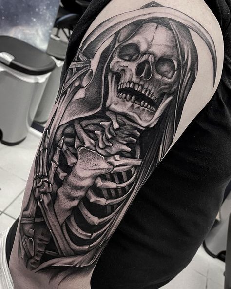 #Tattoos,Grim Reaper Tattoo Green Reaper Tattoo, Neo Traditional Reaper, Tattoos Grim Reaper, Grimm Reaper Tattoo, Grim Reaper Tattoo Ideas, Reaper Tattoo Ideas, Grim Reaper Tattoos, Lantern Tattoo Design, Hahaha Joker