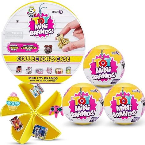 Amazon.com: 5 Surprise Toy Mini Brands Series 3 Collector's Kit by ZURU (3 Capsules + 1 Collector's Case) Amazon Exclusive Mystery Capsule Real Miniature Brands Collectibles : Toys & Games 5 Surprise Mini Brands, Best Christmas Toys, Toy Brands, Mini Brands, Toys By Age, Kids Gift Guide, Barbie Toys, Kid Toys, Christmas Toys