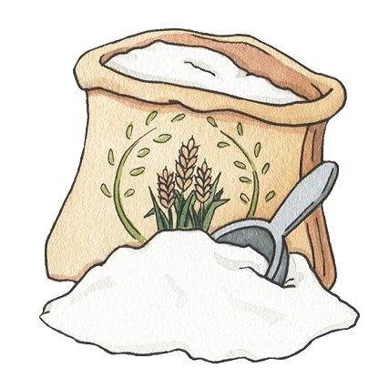 Flour (Farinha) Flour Drawing, Recipe Painting, Flour Image, Vintage Aesthetic Stickers Printables, Sunday School Crafts For Kids, Simple Illustration, Sunday School Crafts, Book Images, Aesthetic Stickers