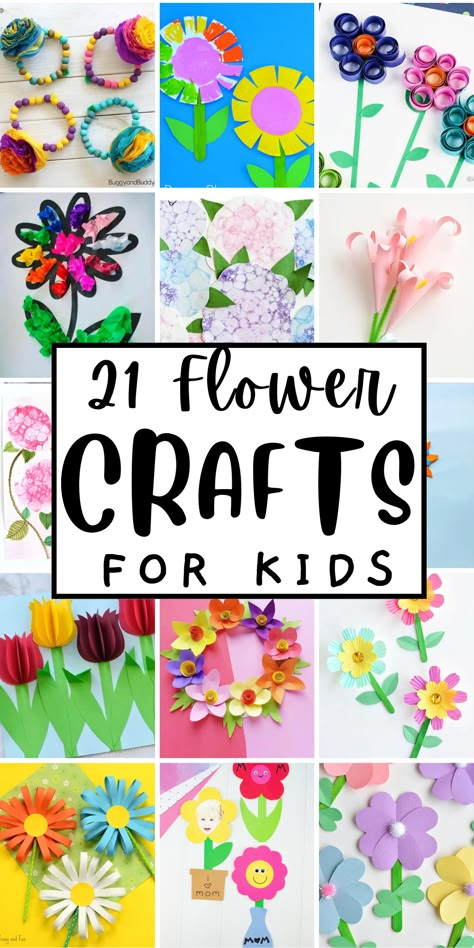 Brighten up your child's day with these fun and easy flower crafts! Perfect for a spring or summer activity, these crafts will keep your kids entertained and let their creativity bloom. There are many different ways to make flower crafts. Here are some of the most popular flower crafts including paper flower crafts, tissue paper flower crafts, and handprint flower crafts. Flower Crafts Preschool, Flower Crafts For Kids, Construction Paper Flowers, Spring Crafts Preschool, Spring Arts And Crafts, Spring Flower Crafts, Flower Crafts Kids, Construction Paper Crafts, Easy Paper Flowers