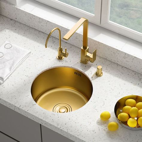 Prep Bowls Kitchen Sink, Mini Sink Kitchen, Round Sink Kitchen, Gold Sink Kitchen, Butlers Kitchen, Round Kitchen Sink, Top Kitchen Colors, Gold Kitchen Sink, Single Kitchen Sink