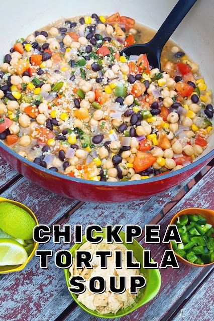 Chickpea Tortilla Soup #NationalCookbookMonth Chickpea Tortilla Soup, Chickfila Tortilla Soup Recipe, Plant Based Tortilla Soup, Easy Vegan Tortilla Soup, Cpk Sedona Tortilla Soup, Stuffed Crepes, Hearty Chili, Mexican Dessert Recipes, One Pot Dinner