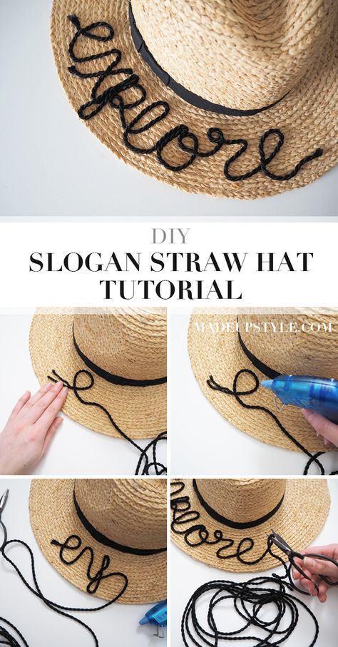 Straw Bag Diy, Straw Jewelry, Straw Hat Diy, No Sew Refashion, Clothing Refashion, Diy Hats, Straw Beach Hat, Round Straw Bag, Mom Bag