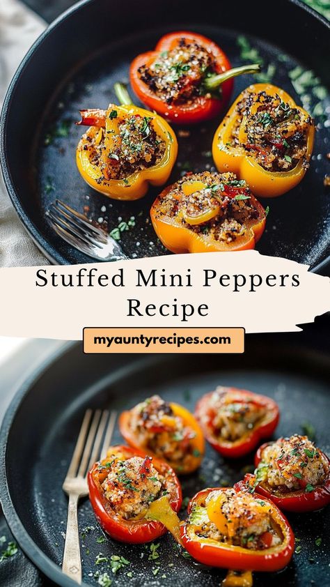 Enjoy these Stuffed Mini Peppers, filled with a savory mixture for a delightful appetizer. They’re colorful, flavorful, and quick to prepare—ideal for parties, picnics, or a simple snack. Mini Stuffed Peppers, Mini Peppers Recipes, Mini Peppers, Stuffed Mini Peppers, Beef And Rice, Peppers Recipes, Family Meal, Light Recipes, Easy Snacks