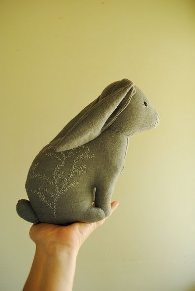 Soft Sculpture Art, Grey Rabbit, Sculpture Textile, Spring Sewing, Beautiful Rabbit, Monkey Stuffed Animal, Watchful Eye, Textile Sculpture, Sewing Stuffed Animals