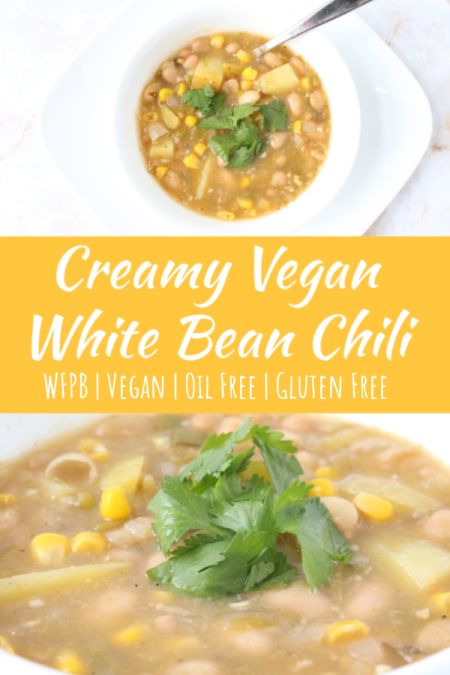 Creamy Vegan White Bean Chili Recipe - Simply Plant Based Kitchen Vegan White Bean Chili Recipe, Vegan White Bean Chili, Vegan Stews, White Bean Chili Recipe, Verde Salsa, Eat To Live Diet, Nutritarian Recipes, Nutritarian Diet, Wfpb Diet