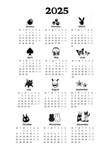 Journal Ideas Aesthetic Calender, 2025 Aesthetic Calendar, 2025 Calendar Design Template, Miffy Calendar, 2025 Calendar Design, Calendar 2025 Aesthetic Cute, Calendar Design 2025, Calender 2025 Printable, 2025 Calendar Aesthetic