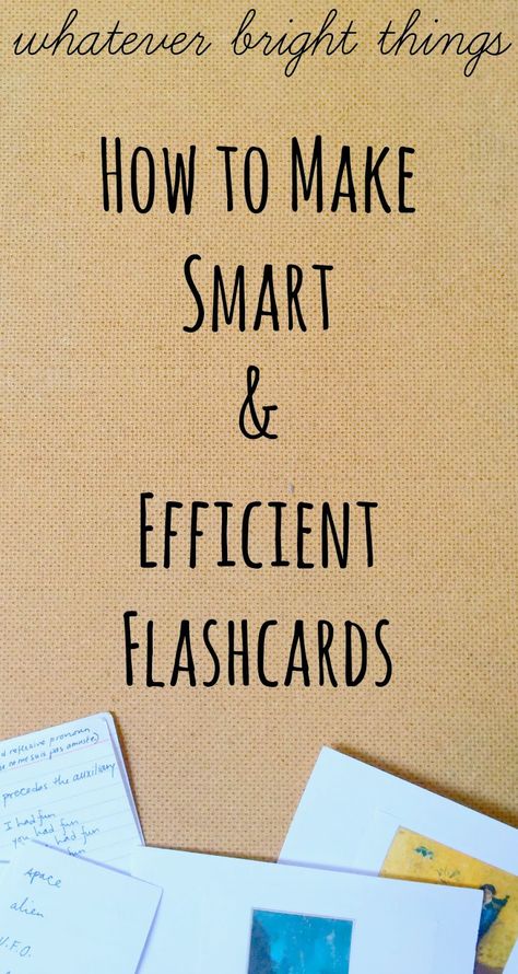 How to Make Smart and Efficient Flashcards - Whatever Bright Things Diy Flashcards Study, School Supplies For College, Education Hacks, Supplies For College, College Help, Best Study Tips, Online Homeschool, Study Flashcards, College Organization