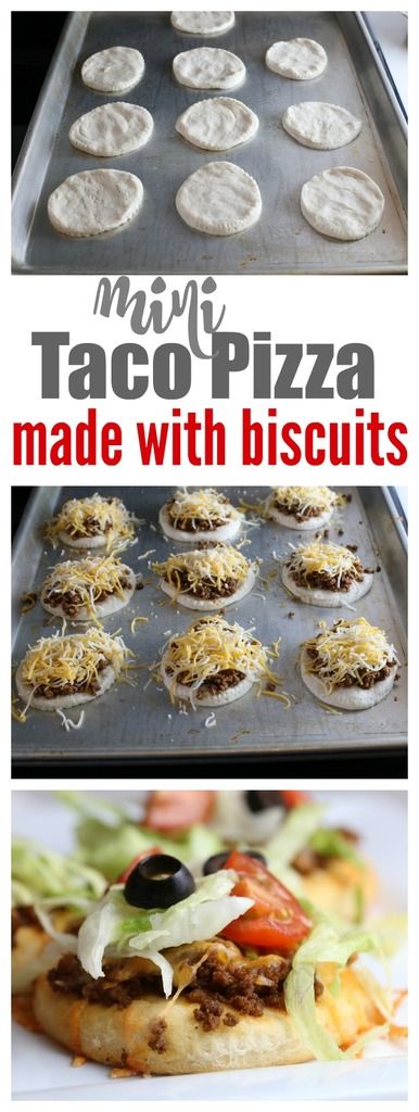 Mini Taco Pizza Recipe | The Taylor House Fingerfood Recipes, Refrigerator Biscuits, Taco Pizza Recipe, Steak Marinades, Taco Pizza Recipes, Mini Taco, Mini Tacos, Pizza Snacks, Taco Pizza