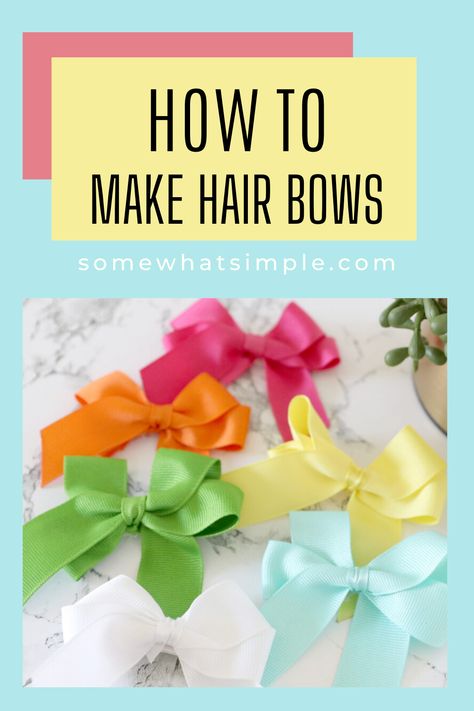 Handmade Hair Clips How To Make, Easy Hair Bows With Ribbon, Making Hair Bows Step By Step, How To Make Simple Hair Bows, Simple Hair Bows Diy, Hair Bows For Girls, Hair Bows Diy Easy Step By Step, How To Make Hair Assesories, Ribbon Hair Bow Tutorial