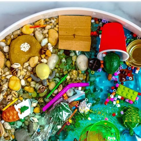 Anya Garcia | Montessori Homeschool Made Easy on Instagram: "RESCUE 🐢 MARINE ♻️ POLLUTION Sensory Bin 💬 Comment ‘FREE’ to get an Earth Day 🎁Freebie PDF delivered to your DMs  This sensory bin is a very hands-on and visual way to discuss current marine pollution and how no matter what we throw away, it ends up in our ocean! And although oceans have their ‘geographical’ names, the reality is that it is ONE BIG OCEAN interconnected and trash thrown at a North America Atlantic coast can inevitably end up in the Indian Ocean and even Antarctica! ⠀ So discuss with your child how can you help by recycling, upcycling, by reducing what we buy and so forth. Also offer 2 buckets: one for trash 🗑️ and one to recycle.  How do you celebrate Earth 🌍 Day?   💬 Comment ‘FREE’ to get an Earth Day 🎁Fre Pollution Sensory Bin, Marine Pollution, Montessori Homeschool, Sensory Bin, Can You Help, A Level Art, Sensory Bins, Buckets, Earth Day