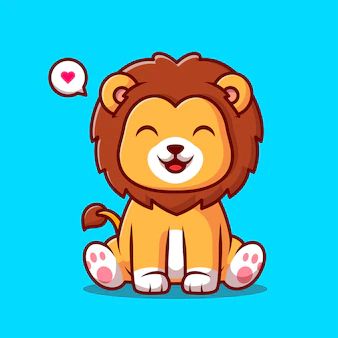 Catalyststuff | Freepik Lions Drawings, Cartoon Lion Drawing, Cute Lion Drawing, Lion Cartoon Drawing, Lion Drawing Simple, Lion Sitting, Lion Cartoon, Slytherin Gryffindor, Animal Hugs