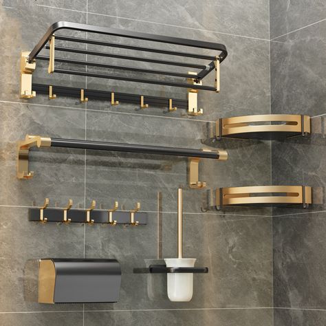 Toilet Holder, Toilet Rack, Morocco Casablanca, Gold Bad, Bar Toilet, Bath Towel Holder, Bath Towel Racks, Black And Gold Bathroom, Gold Bathroom Accessories