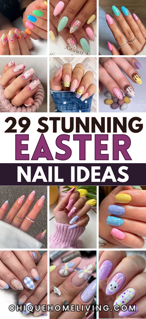 Get ready to bring some festive flair to your fingertips with these insanely cute Easter nail ideas! From pastel shades to adorable bunny and egg designs, these looks are perfect for celebrating the season in style. Nail Ideas Easter, Nails For Easter, Easter Nails Ideas, Easter Nails Design Spring, Easter Nail Ideas, Bunny Patterns, Easter Nail Designs, Flowers Pastel, Easter Nail