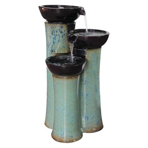 Alfresco Home Puente Ceramic Fountain Ceramic Water Feature, Traditional Fountain, Ceramic Fountain, Modern Fountain, Ceramic Kiln, Ceramic Style, Freezing Weather, Bowl Light, Fountain Design